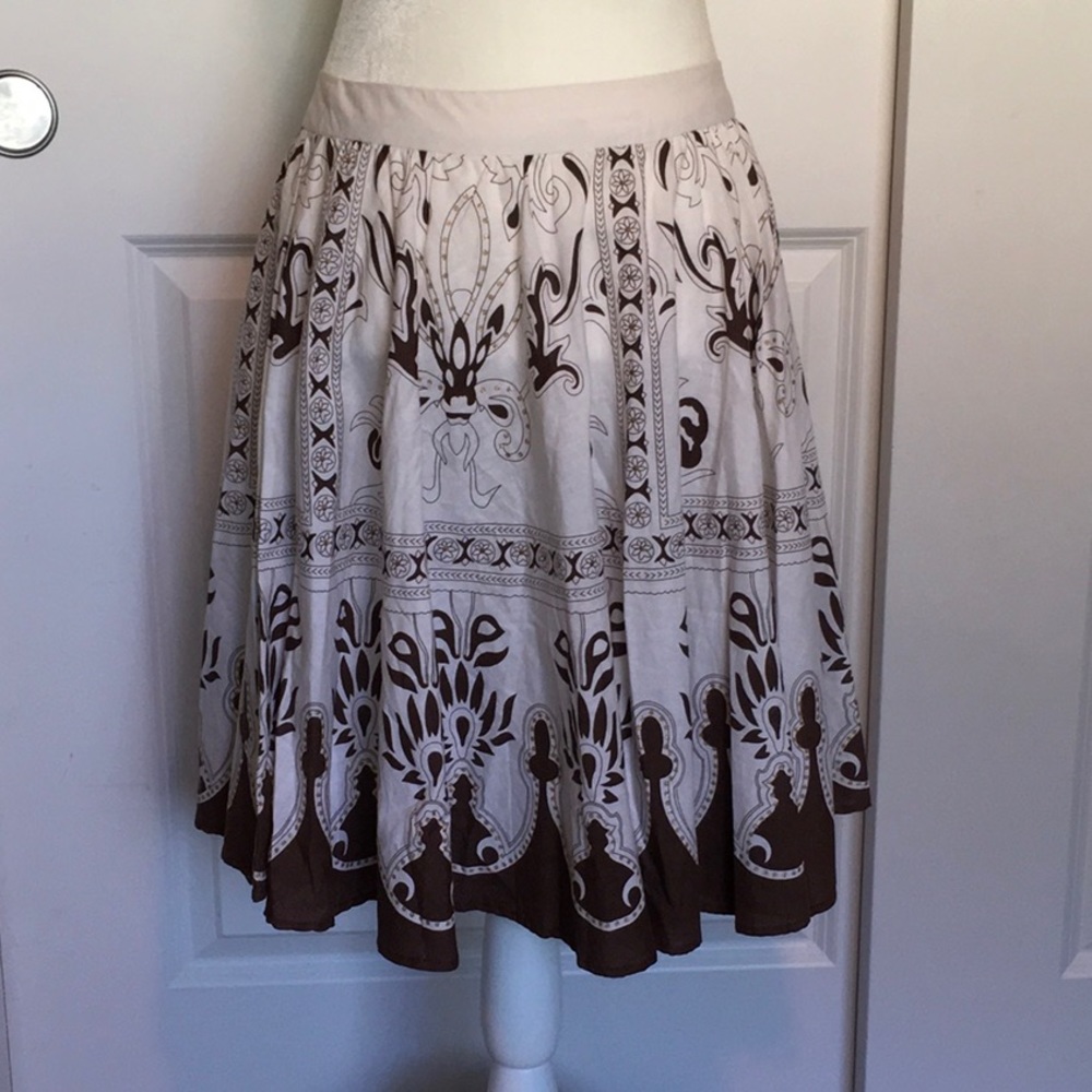 Beautiful Brown and Cream Skirt Medium Feminine